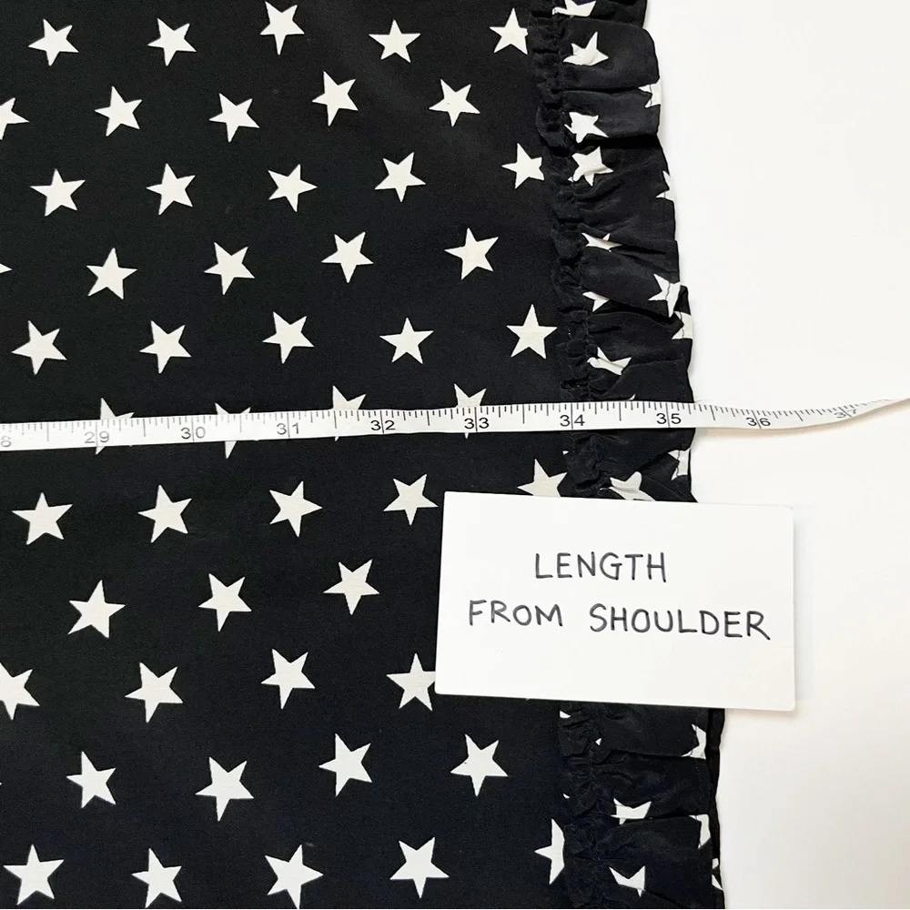 J. Crew 100% silk star print dress 4 S black white‎ neutral long sleeve shift